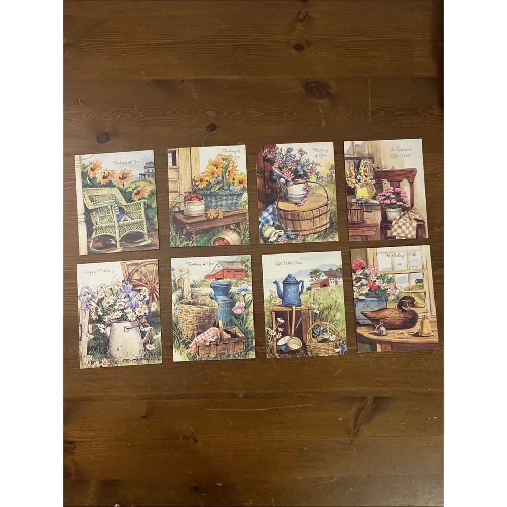 Lot of 8 vintage REFLECTIONS 1986 Floral Greeting Cards